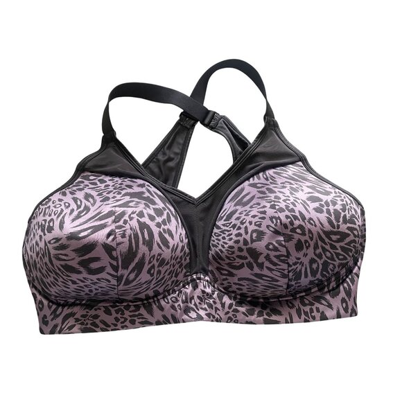 Adore Me Ariza contour sports bra 40DD purple black animal print medium impact - Picture 1 of 10